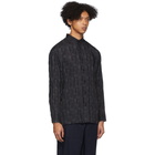 Issey Miyake Men Black and Grey Collarless Shirt