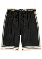 Dolce & Gabbana Striped Logo-jacquard Silk Shorts Black