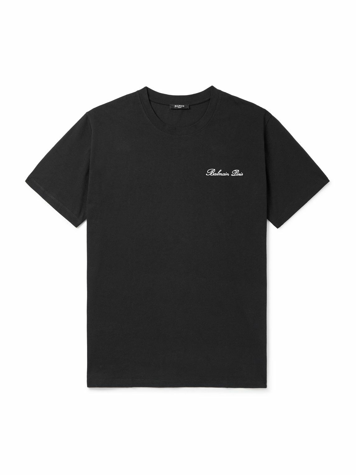 Balmain - Logo-Embroidered Cotton-Jersey T-Shirt - Black Balmain