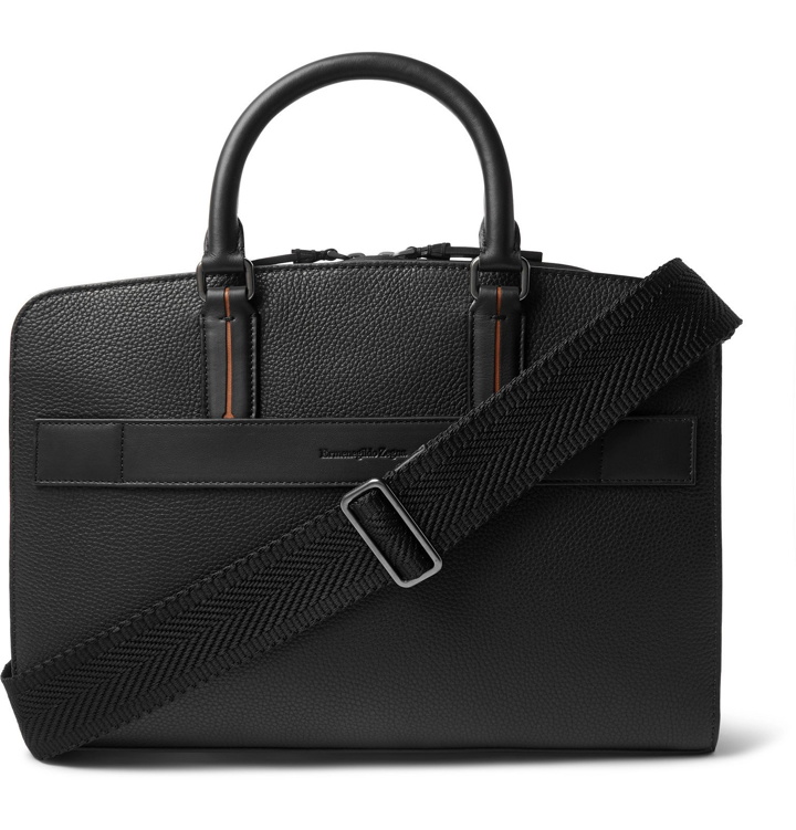 Photo: Ermenegildo Zegna - Contrast-Trimmed Full-Grain Leather Briefcase - Black
