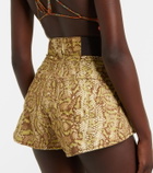 Alémais Boa snake-print denim shorts