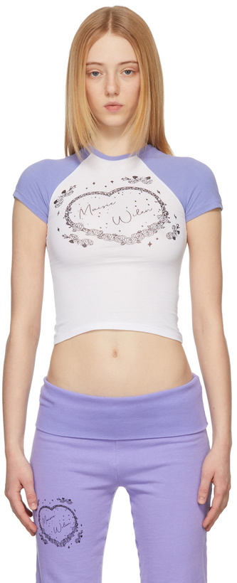 Photo: Maisie Wilen SSENSE Exclusive White & Purple Slinky T-Shirt