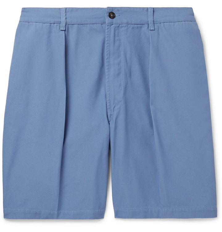 Photo: Drake's - Slim-Fit Cotton-Canvas Chino Shorts - Blue