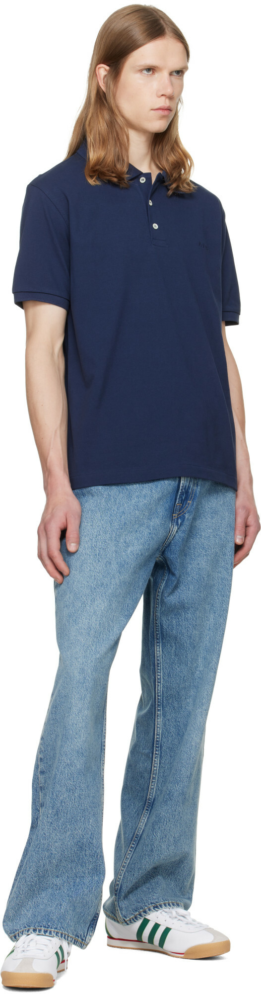 A.P.C. Navy Cotton Piqué Polo