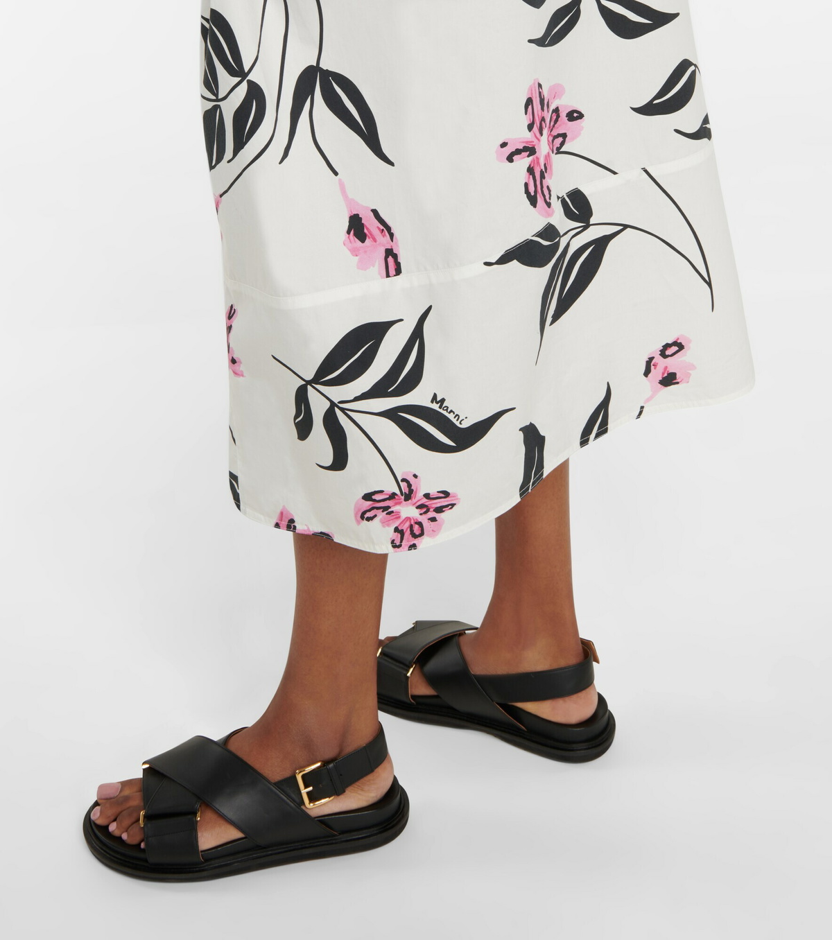 Marni - Floral cotton poplin midi dress Marni