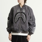 A Bathing Ape Men's Tonal Shark MA-1 Jacket in Charcoal