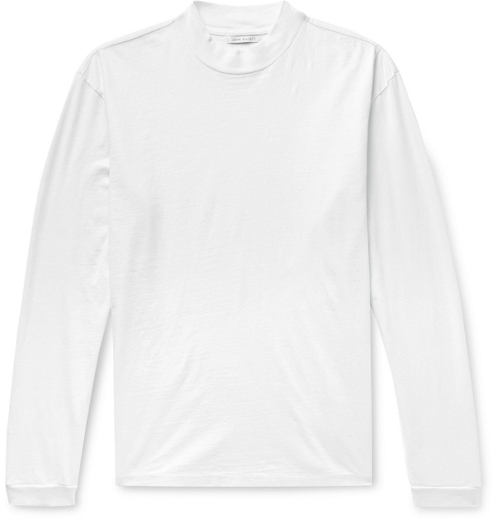 Photo: John Elliott - Mock-Neck Slub Cotton-Jersey T-Shirt - White