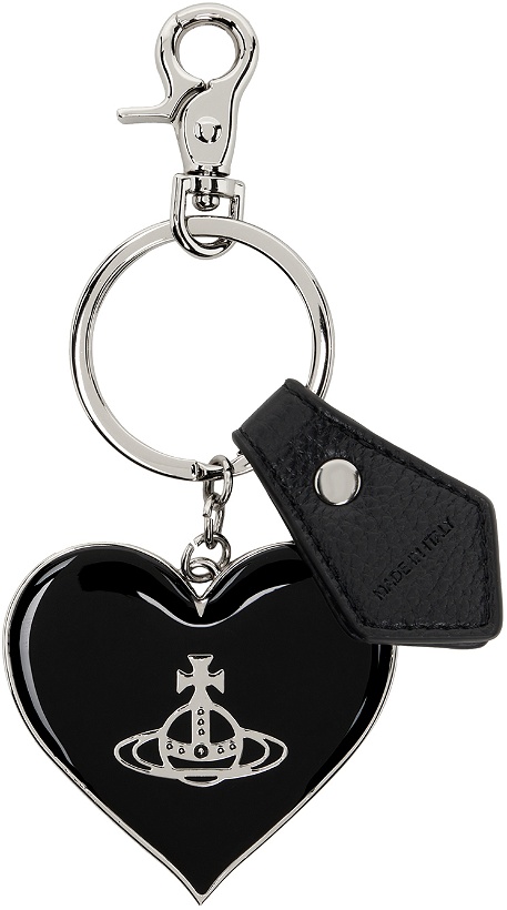 Photo: Vivienne Westwood Black & Silver Mirror Heart Orb Keychain