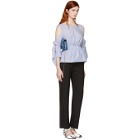 3.1 Phillip Lim Blue and White Striped Cold Shoulder Blouse