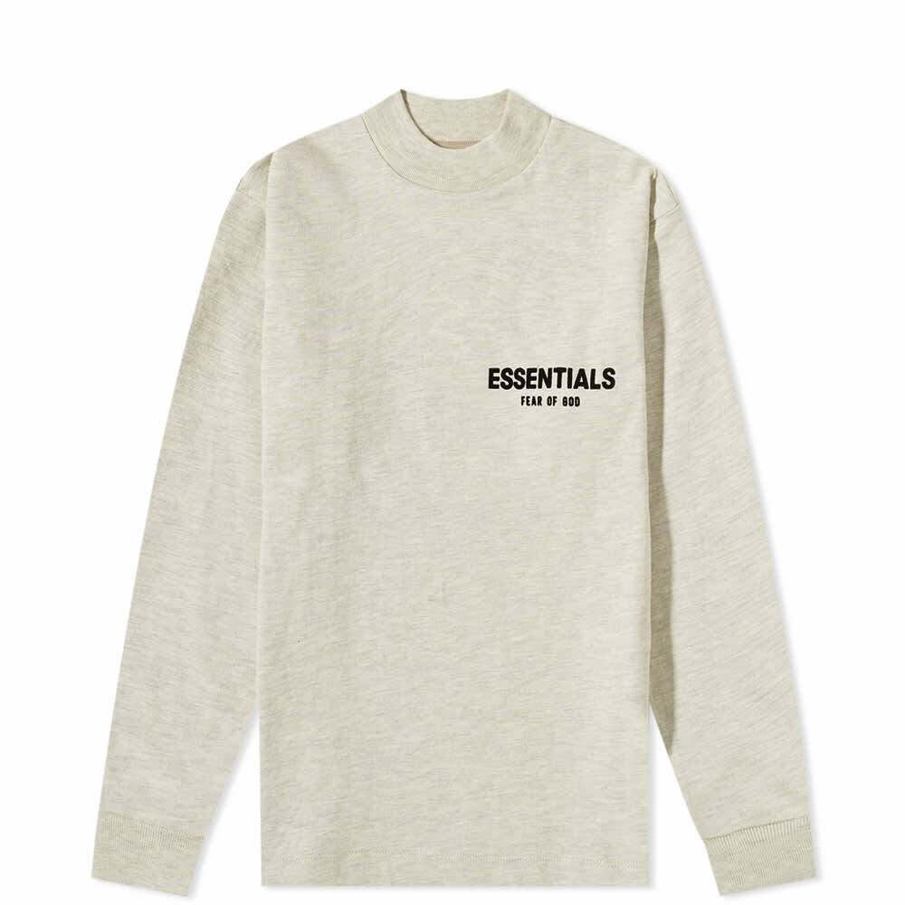 Fear of God ESSENTIALS Kids Logo Long Sleeve T-Shirt in Light 