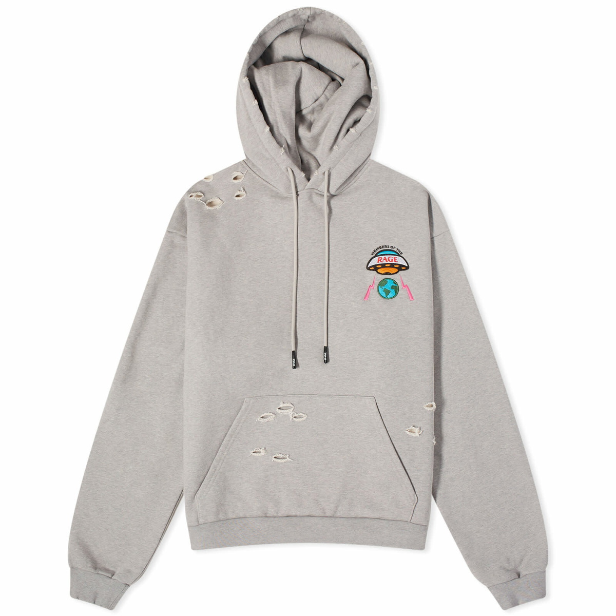 Members of the Rage Men's Distressed UFO Hoody in Heather Grey