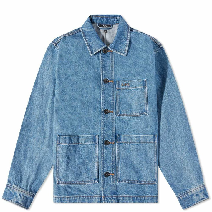 Photo: A.P.C. Men's Nathanael Denim Chore Jacket in Washed Indigo