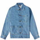 A.P.C. Men's Nathanael Denim Chore Jacket in Washed Indigo