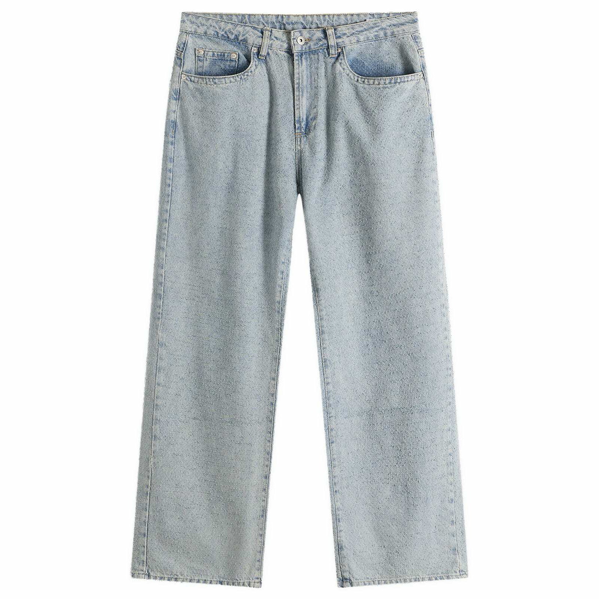 MKI Men's Twisted Weave Wide Leg Jeans in Bleach Wash