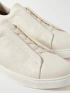 Zegna - Triple Stitch Full-Grain Leather Sneakers - White