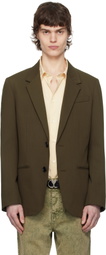 AMI Paris Khaki Wool Semi-Lined Blazer