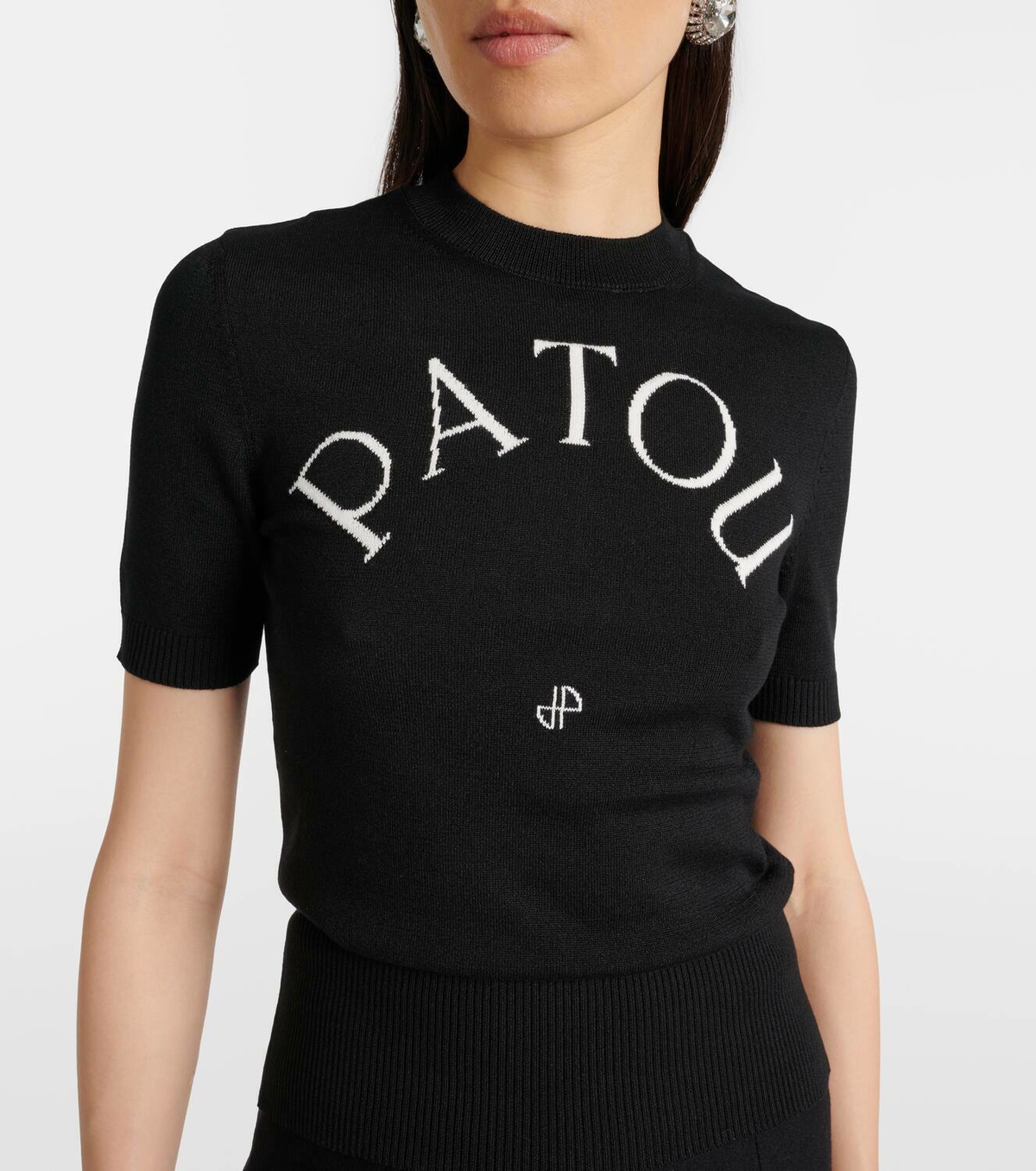 Patou Logo cotton-blend jacquard top