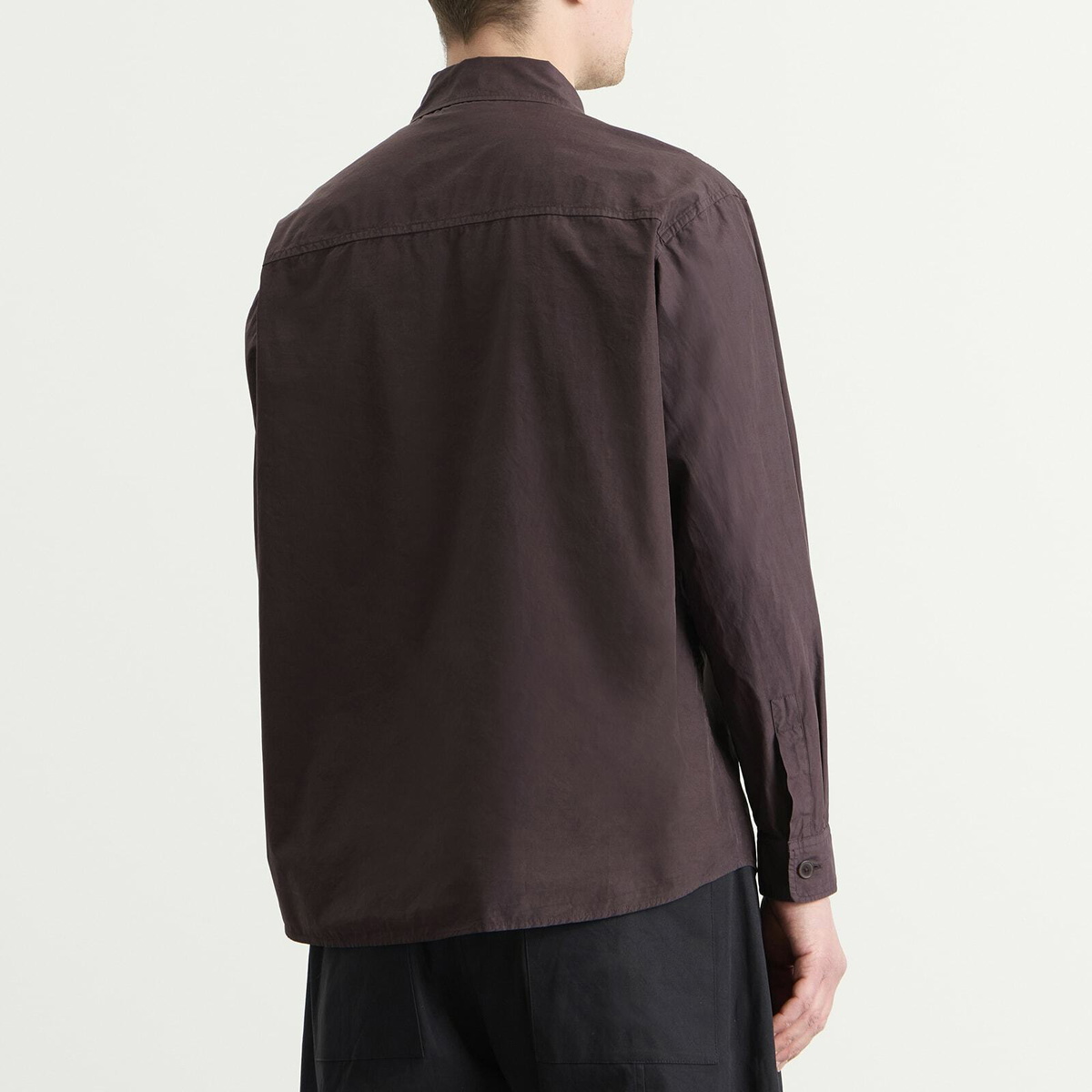 Auralee Men's Garment-Dyed Shuttle Weather Shirt in Dark Brown