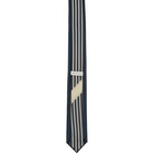 Dries Van Noten Navy Tonal Stripe Tie