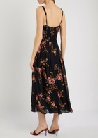 Reformation Katara Floral-print Georgette Midi Dress Black