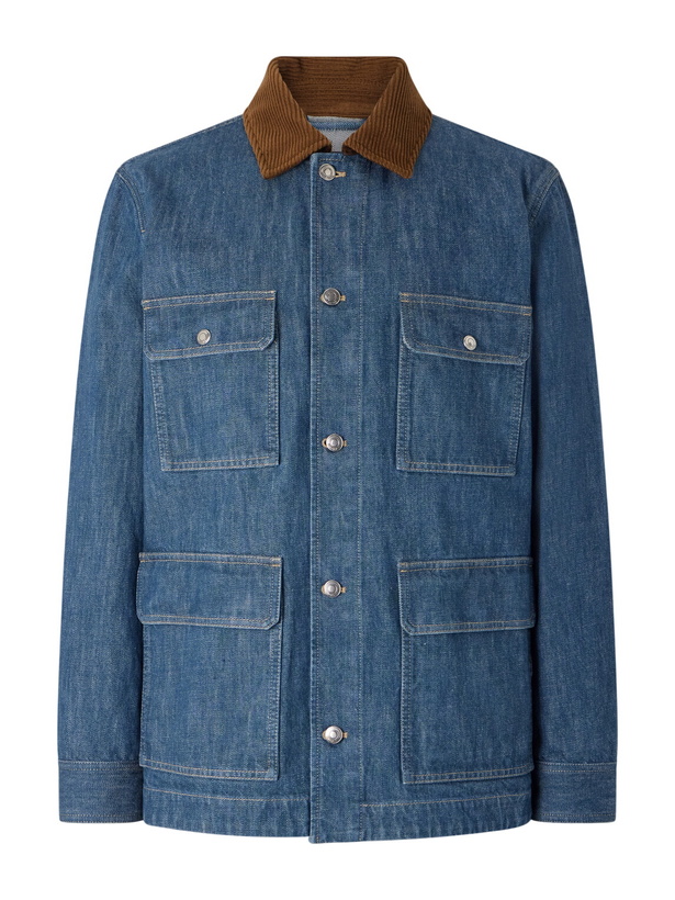 Photo: Loro Piana - Austin Corduroy-Trimmed Denim Jacket - Blue