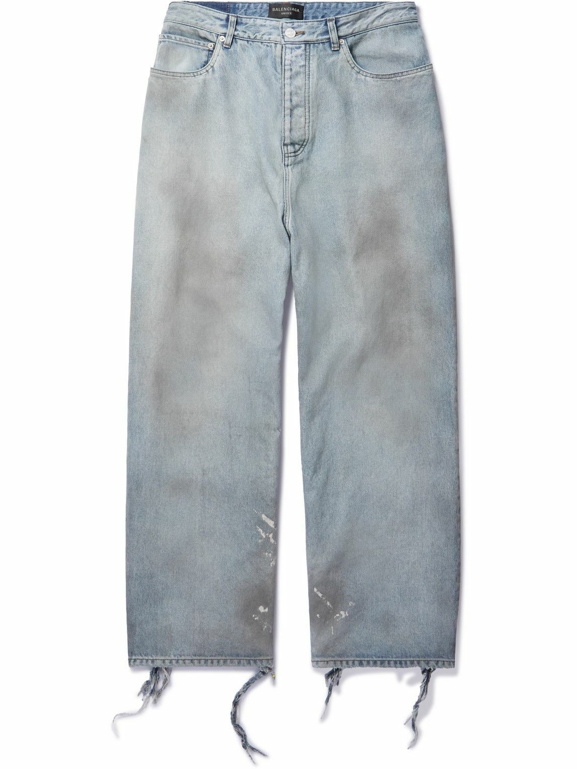 Photo: Balenciaga - Distressed Straight-Leg Jeans - Blue