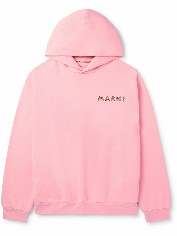 Photo: Marni - Oversized Logo-Print Cotton-Jersey Hoodie - Pink