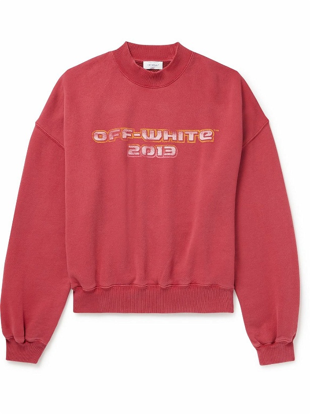 Photo: Off-White - Digit Bacchus Printed Cotton-Jersey Sweatshirt - Red