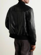 Golden Bear - Padded Full-Grain Leather Bomber Jacket - Black