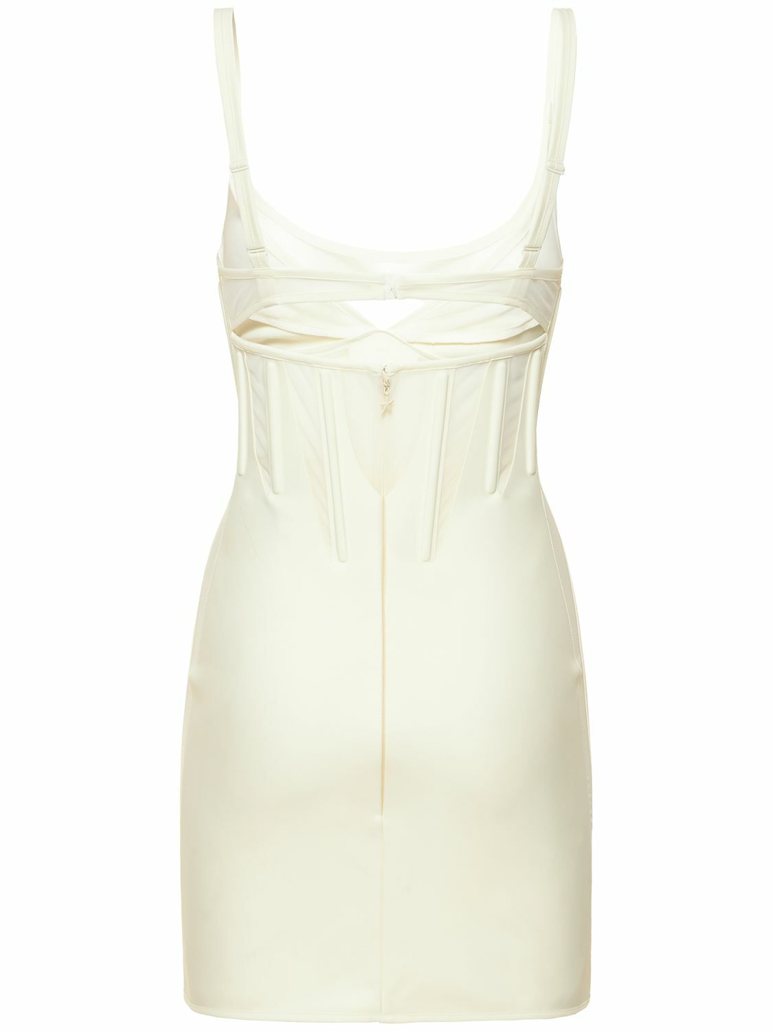 MUGLER Techno Jersey Corset Mesh Mini Dress Mugler
