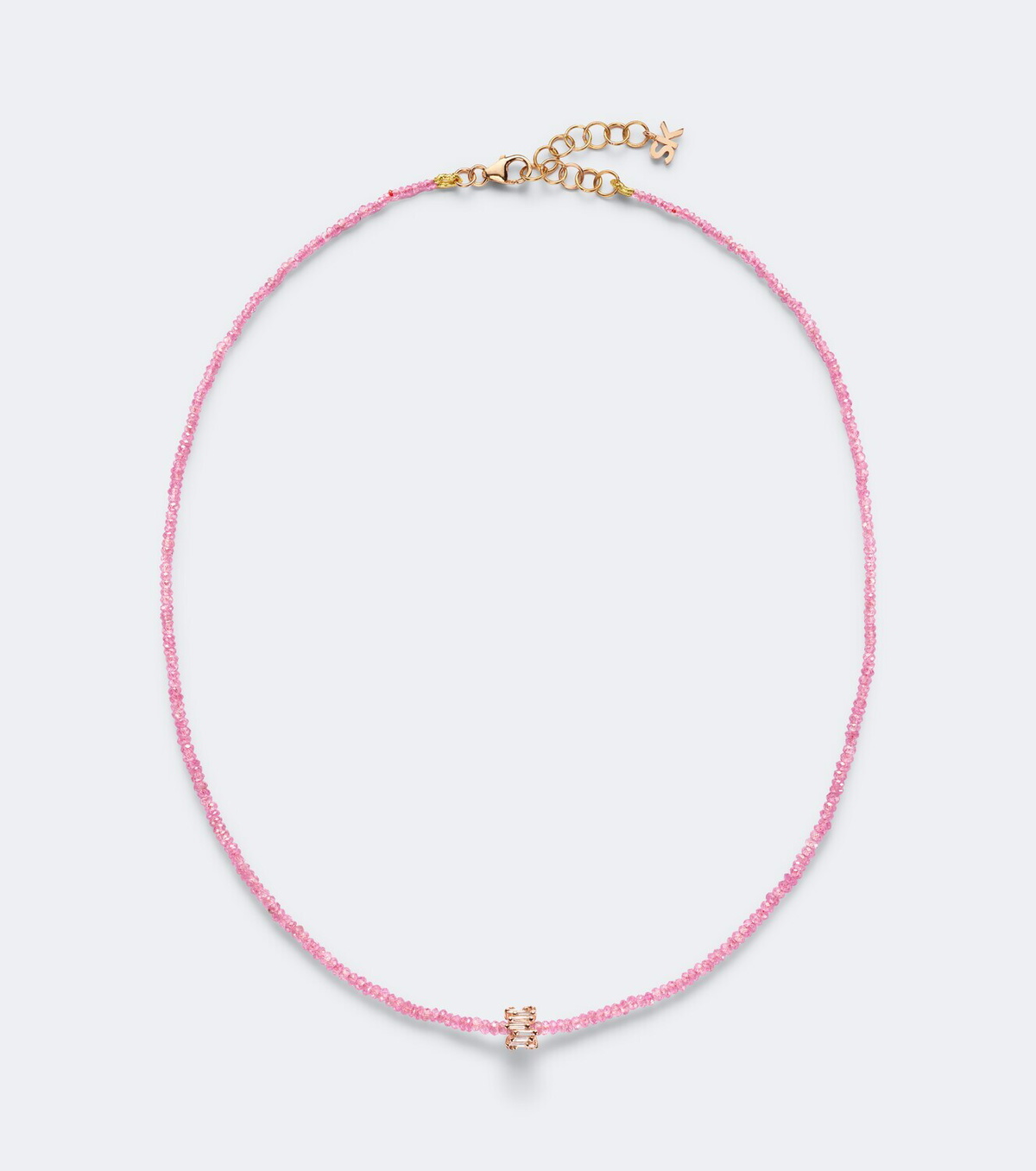 Suzanne Kalan Infinite 18kt rose gold beaded necklace with spinels and diamonds