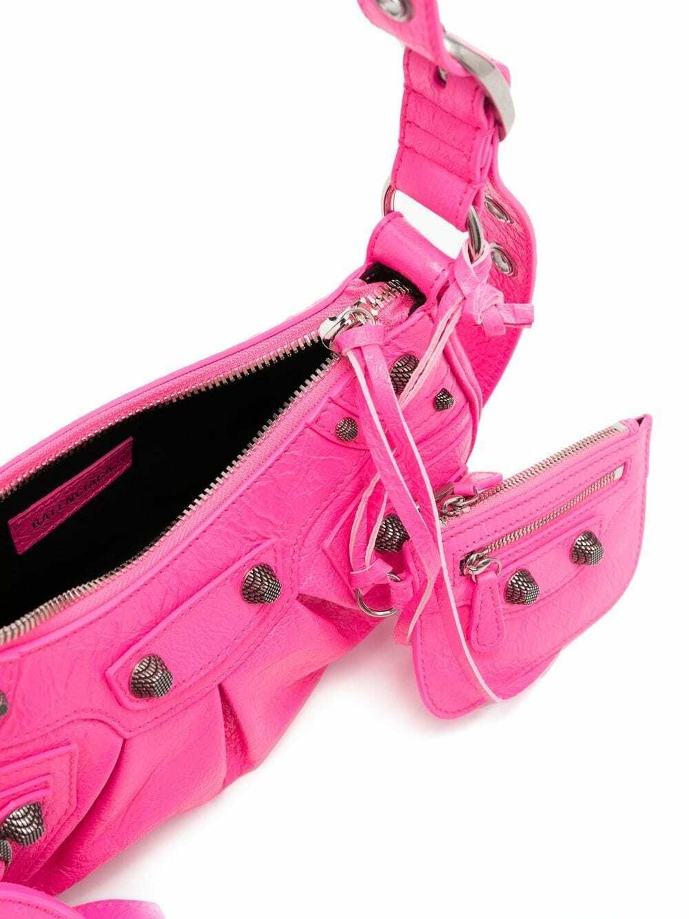 ショルダーバッグ・ポシェット BALENCIAGA FUCHSIA LEATHER LE CAGOLE XS SHOULDER BAG Pink Le Cagole XS studded crinkled-leather shoulder bag