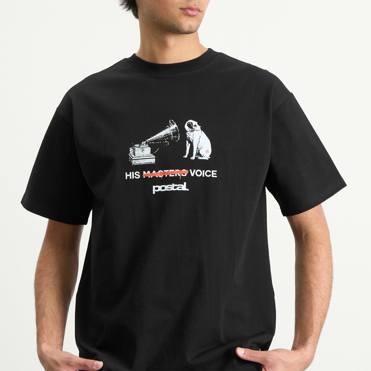 POSTAL Men's His Masters Voice T-Shirt in Black
