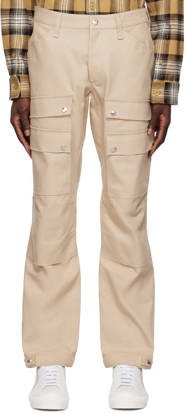 Burberry Beige Embroidered Cargo Pants Burberry