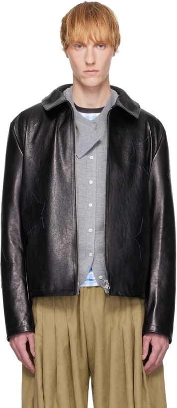 Photo: ANDREJ GRONAU Black Star Cutout Leather Jacket