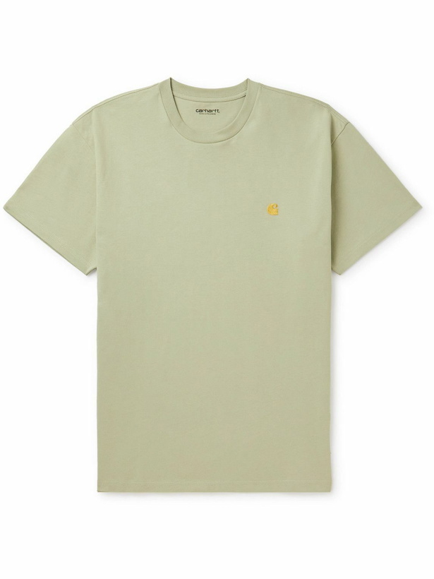 Photo: Carhartt WIP - Chase Logo-Embroidered Cotton-Jersey T-Shirt - Green