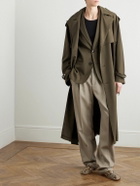 AMI PARIS - Double-Breasted Belted Virgin Wool-Gabardine Trench Coat - Green