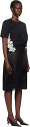 3.1 Phillip Lim Black Draped T-Shirt Slip Combo Midi Dress