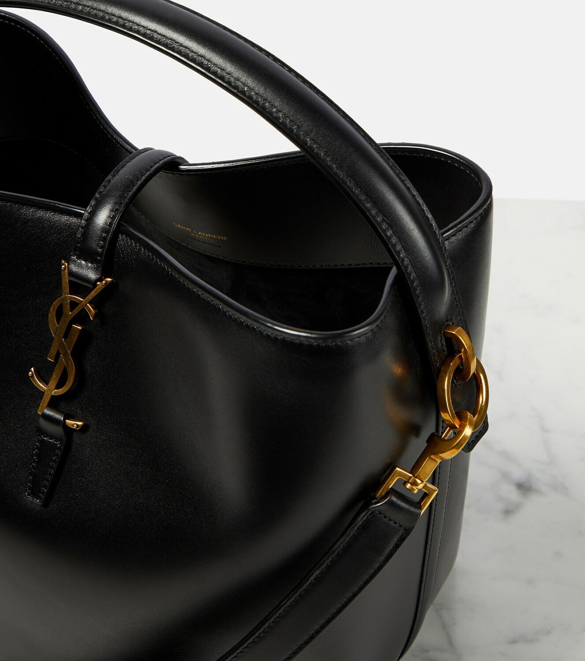 Brown Le 37 leather bucket bag, Saint Laurent