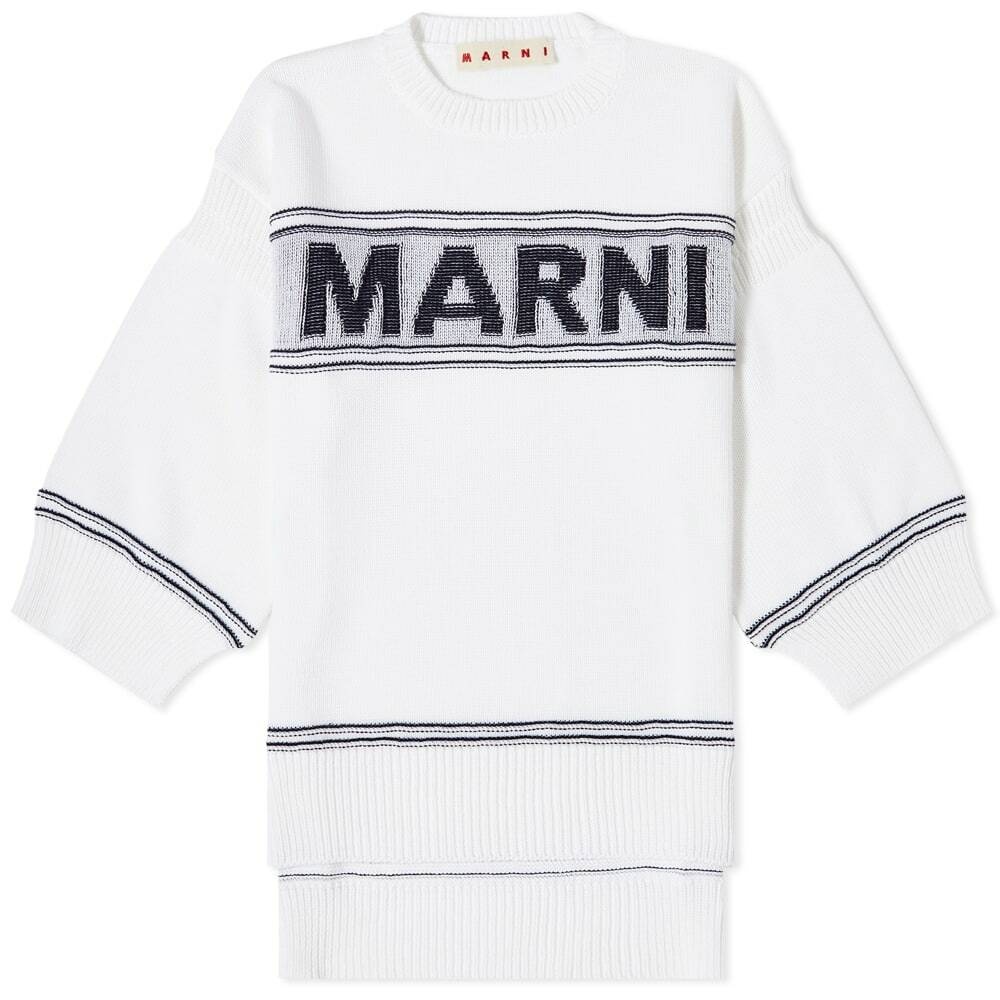 Marni Women's Loose Knit Logo Sweater in Lily White Marni