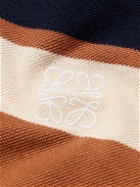 LOEWE - Paula's Ibiza Striped Cotton and Linen-Blend Piqué Polo Shirt - Brown