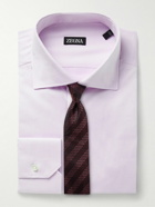 Zegna - Trofeo Slim-Fit Cutaway-Collar Cotton-Blend Twill Shirt - Purple