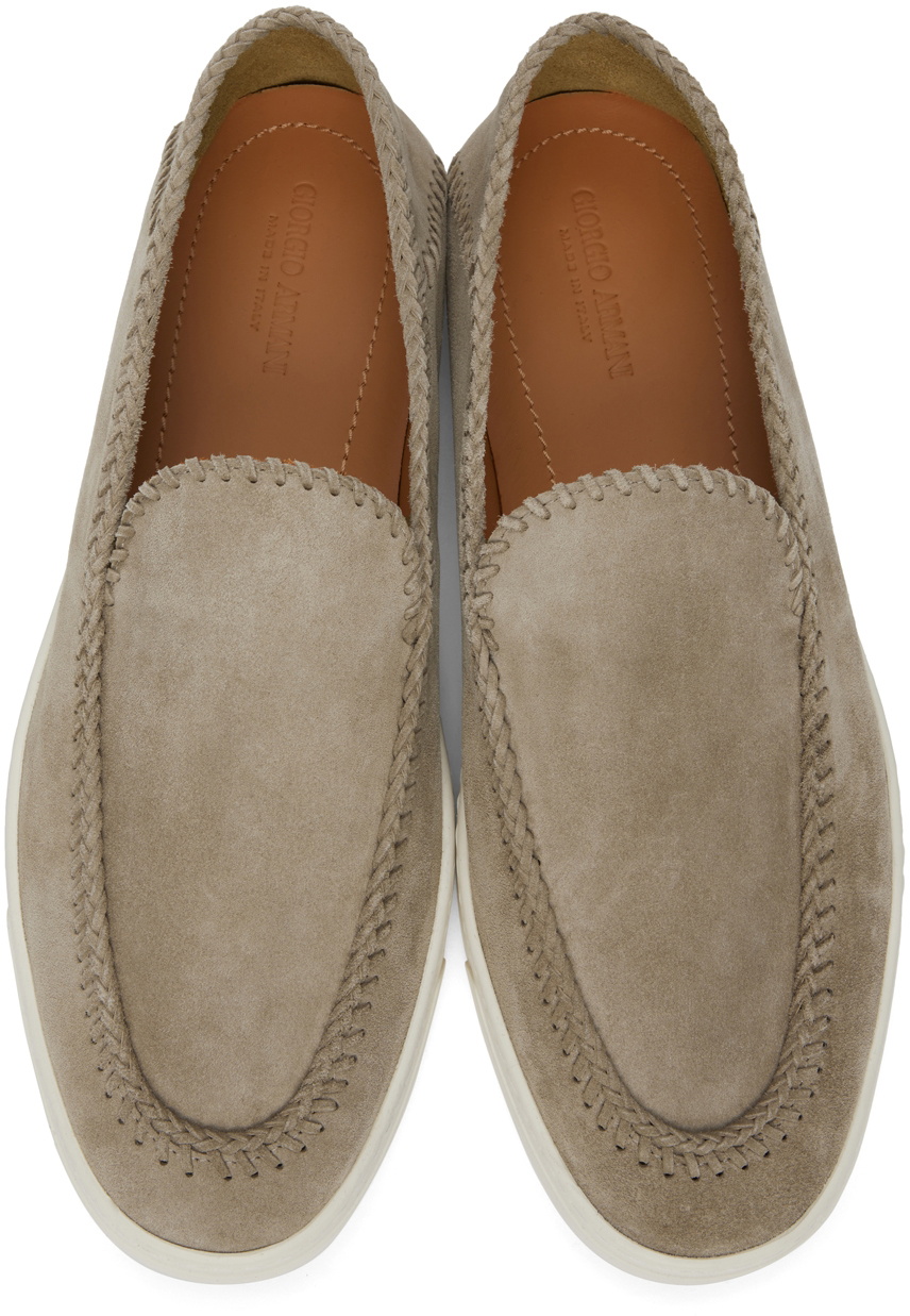 Giorgio Armani Beige Suede Slip-On Sneakers