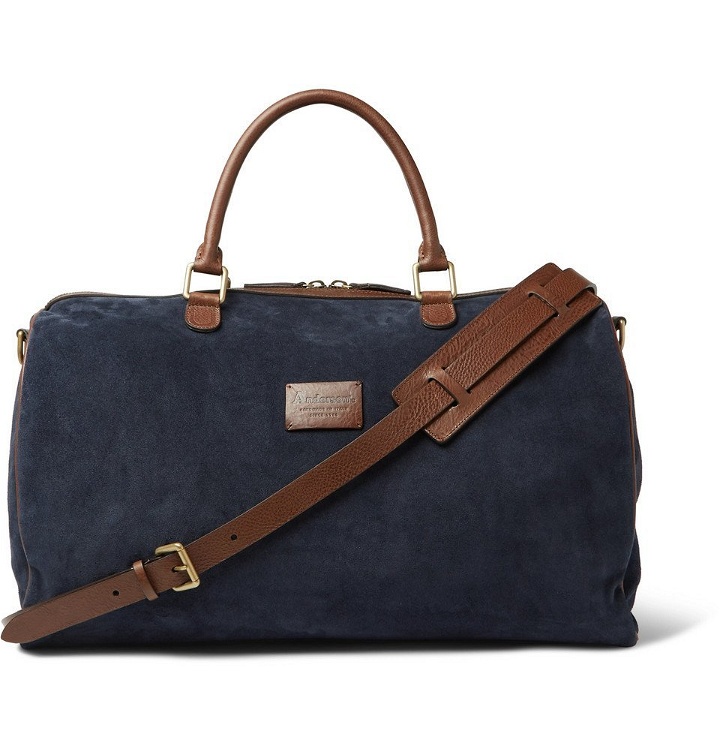 Photo: Anderson's - Suede and Full-Grain Leather Holdall - Men - Navy