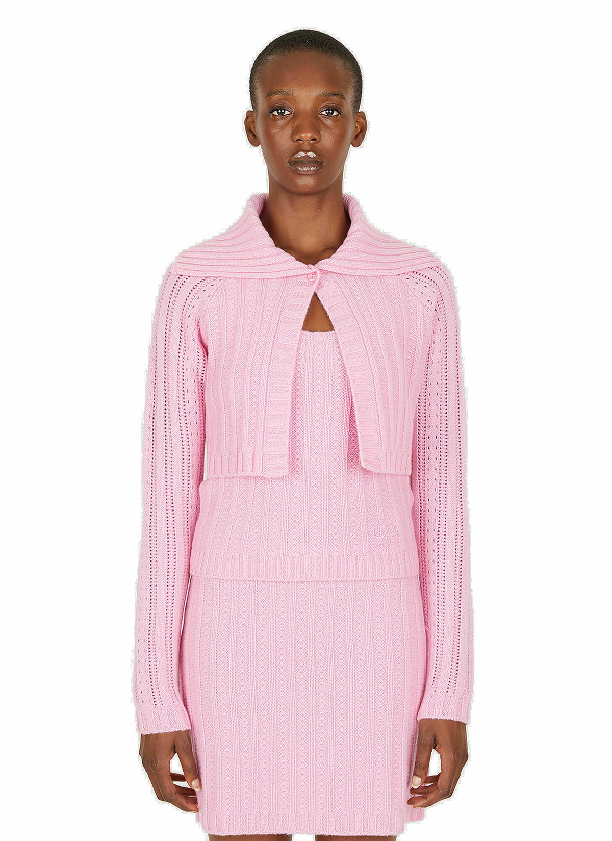 Pointelle Knit Twin Set In Pink Blumarine