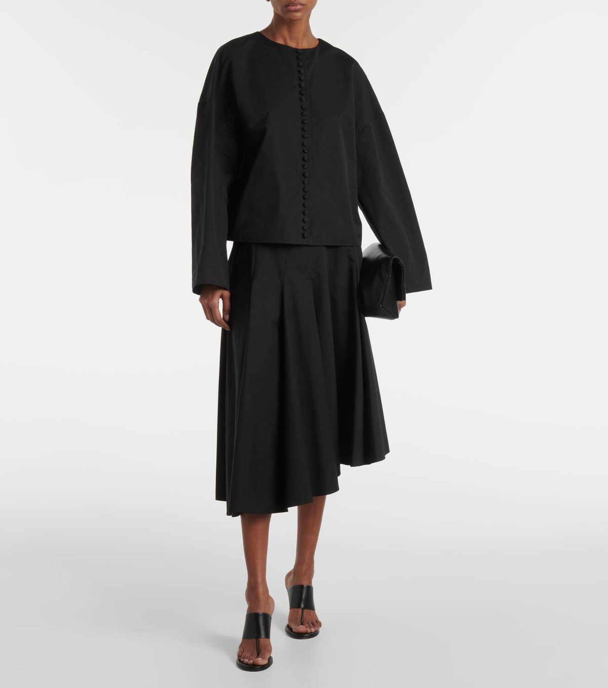 Fforme Rio asymmetric cotton midi skirt
