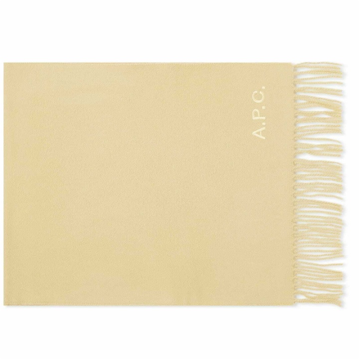 Photo: A.P.C. Men's Ambroise Embroidered Logo Scarf in Ginger