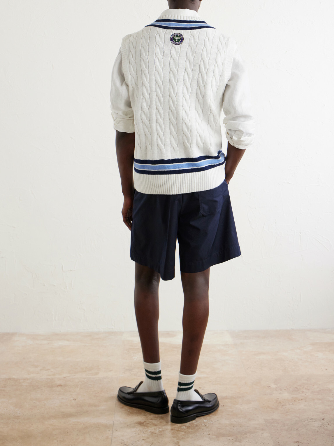 Polo Ralph Lauren - Wimbledon Logo-Embroidered Knitted Cotton Vest - Neutrals