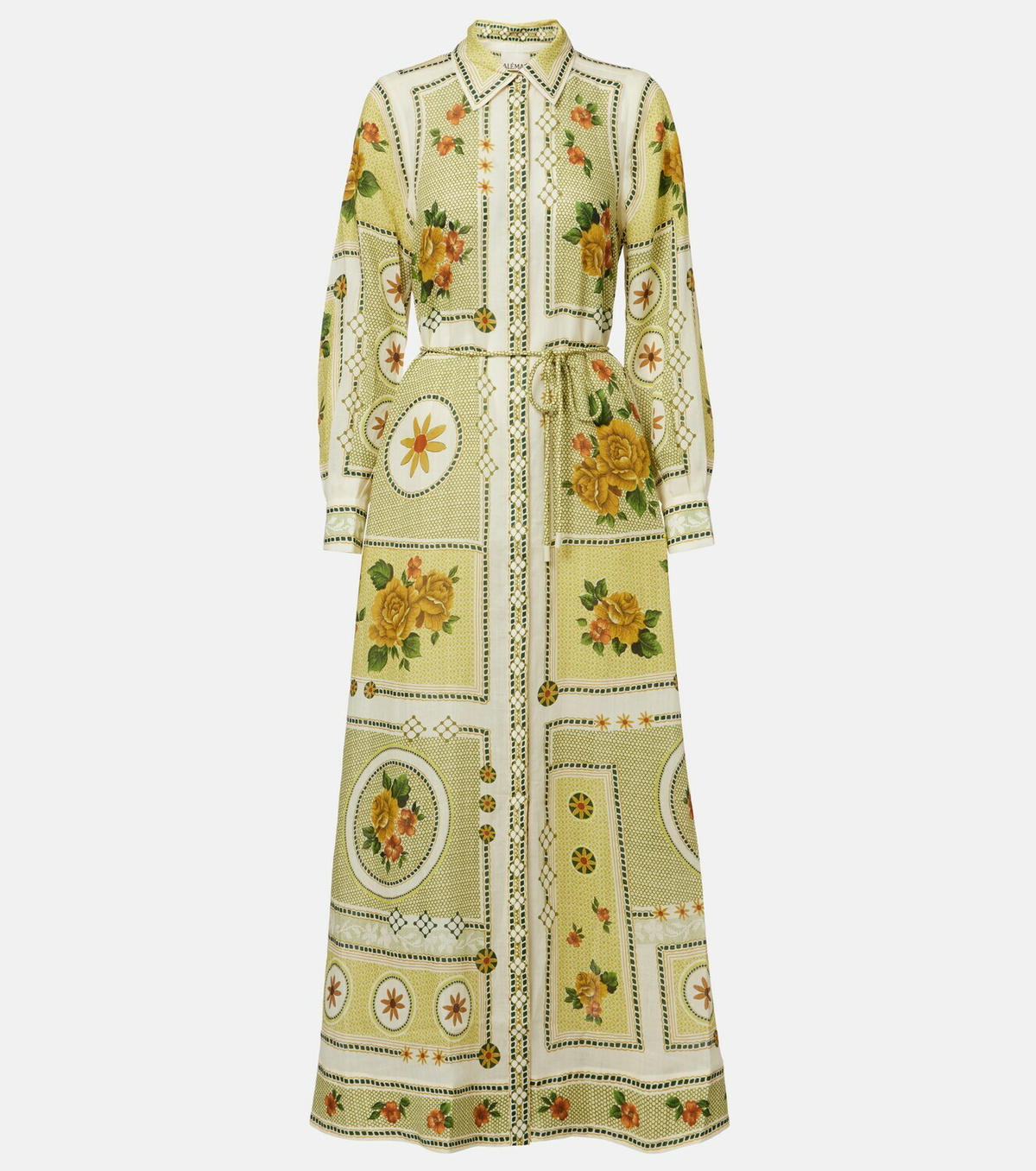 Alémais Dixie belted printed ramie shirt dress