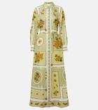 Alémais Dixie belted printed ramie shirt dress